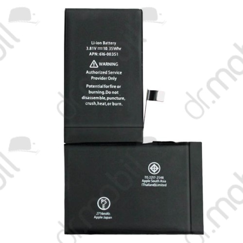 Akkumulátor Apple iPhone X 2716mAh Li-ion (616-00346 kompatibilis)